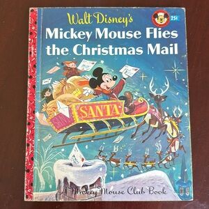 Vintage Walt Disney’s Mickey Mouse Flies the Christmas Mail Golden Book